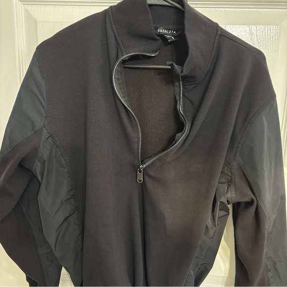 Athleta Classic Black Ribbed Jacket Triumph Hybrid Half Zip - Picture 1 of 7